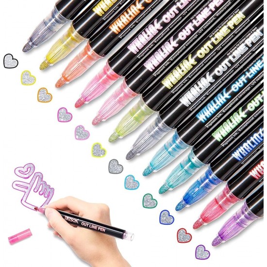 12 Pcs Double Line Outline Art Marker Price in Pakistan