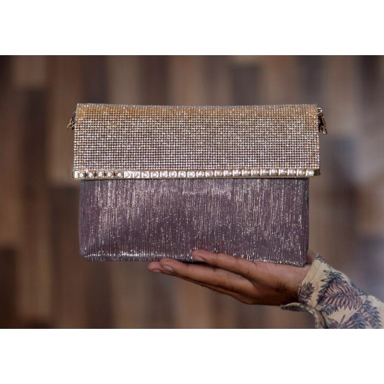 Stylish and unique cross body fancy clutch with long chain