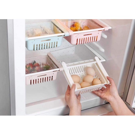 Adjustable Fridge Storage Basket Expandable Fridge Storage Rack Plastic Fridge Space Saver Food Organizer Tray
