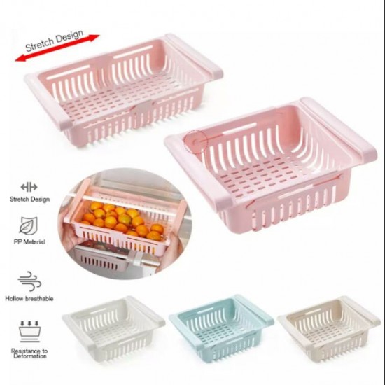 Adjustable Fridge Storage Basket Expandable Fridge Storage Rack Plastic Fridge Space Saver Food Organizer Tray
