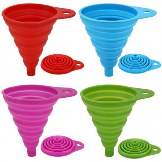 Collapsible Silicone Mini Kitchen Funnel Mini Fold-able Funnels