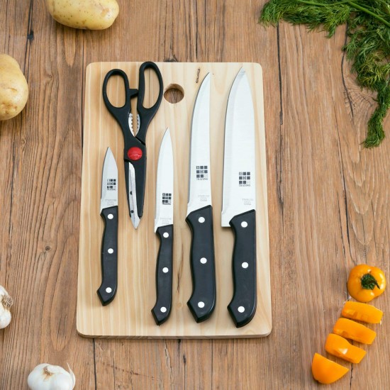 5 piece knife set with cutting board