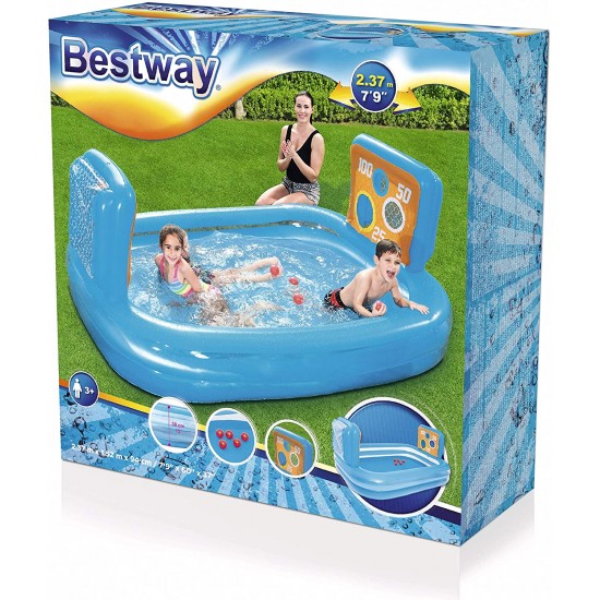 Bestway 54170 Inflatable Kiddie Paddling Pool With Goals And Targets 237 x 152 x 94 cm